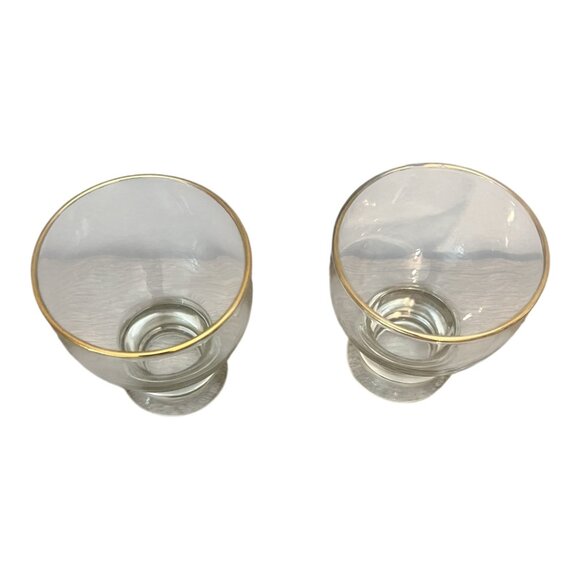 Vintage Clear Lowball Old Fashioned Rock Glasses With Gold Rim 2.5 in Tall Lot o - Picture 3 of 8